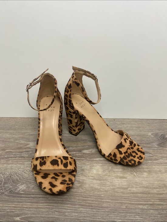 a new day Shoes - a new day Leopard Print Ankle-Strap Block Heels - Brown/Tan
